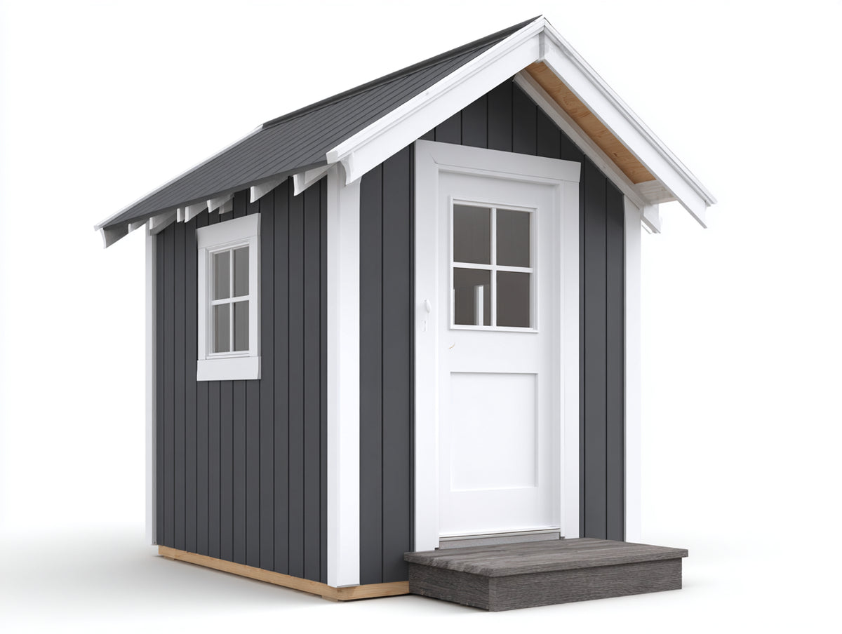 Gartenhaus 250x200 cm Holz Anthrazit Weiß Modernes Gartenhaus mit Tür und Fenster