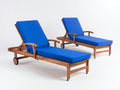 Sonnenliege 200x70x65 cm Gartenliege aus Holz mit gepolsterter Liegefläche Verstellbare Outdoor Relaxliege in Blau und Naturholz