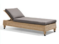 Sonnenliege Polyrattan 200x75x70 cm - Grau-Naturfarben - modernes Design für Garten und Terrasse