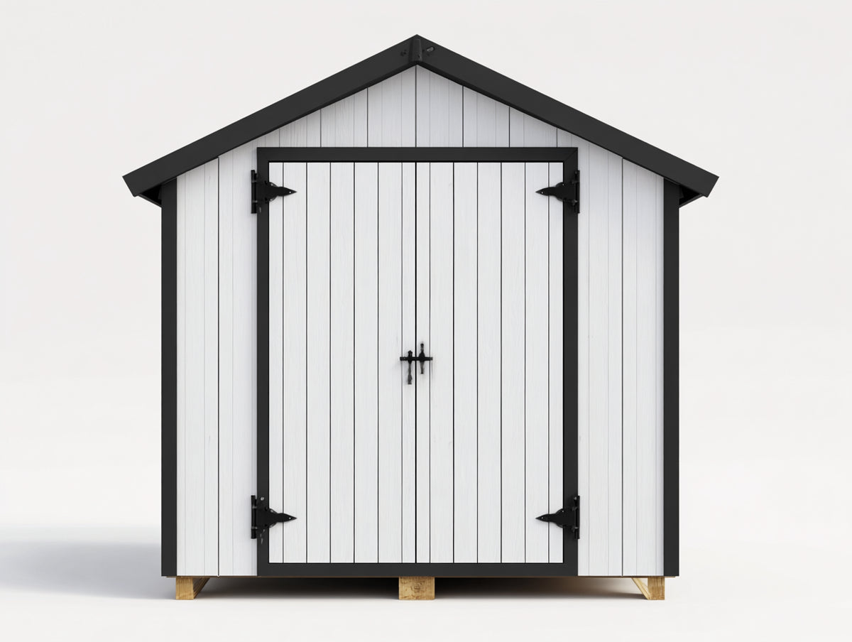Gartenhäuser Holzhaus mit Doppeltür 300x250x220 cm Weiß Schwarz Modernes Design