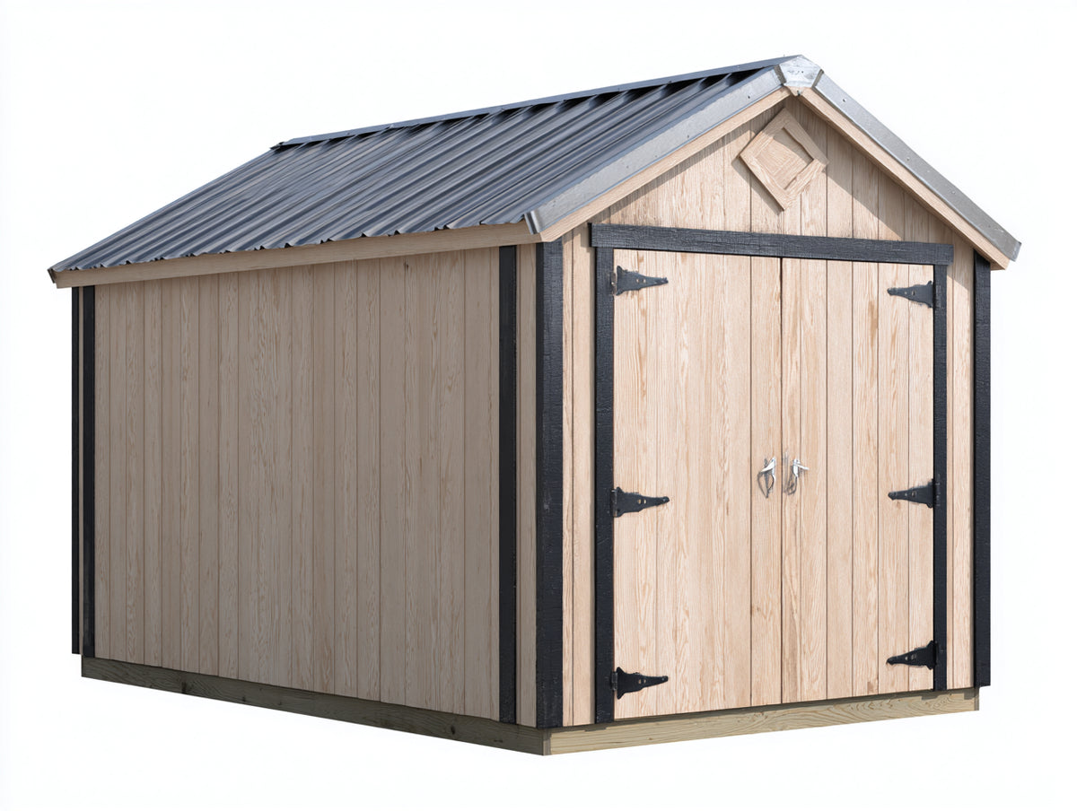 Gartenhäuser Holzhaus Holzverkleidung 300 x 250 x 220 cm - Naturholzfarbe Schwarz - Klassisches Gartenhaus mit Doppeltür