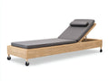 Sonnenliege Rattan Sonnenliege mit Polster und Rollen 200x80x70 cm Grau Natur Modernes Design