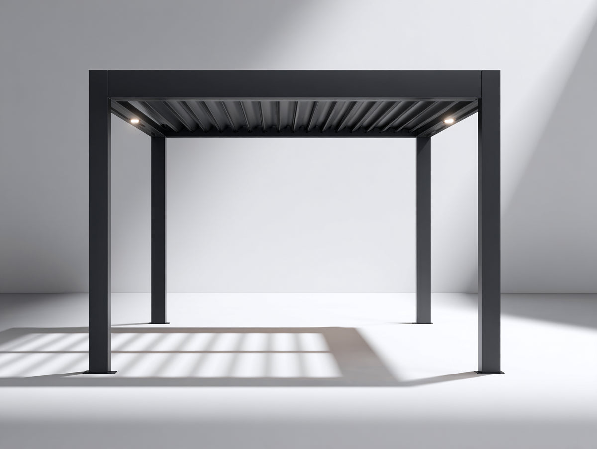 Pavillon 300x300x250 cm Aluminium Gartenpavillon mit Lamellendach Modernes Design in Anthrazit