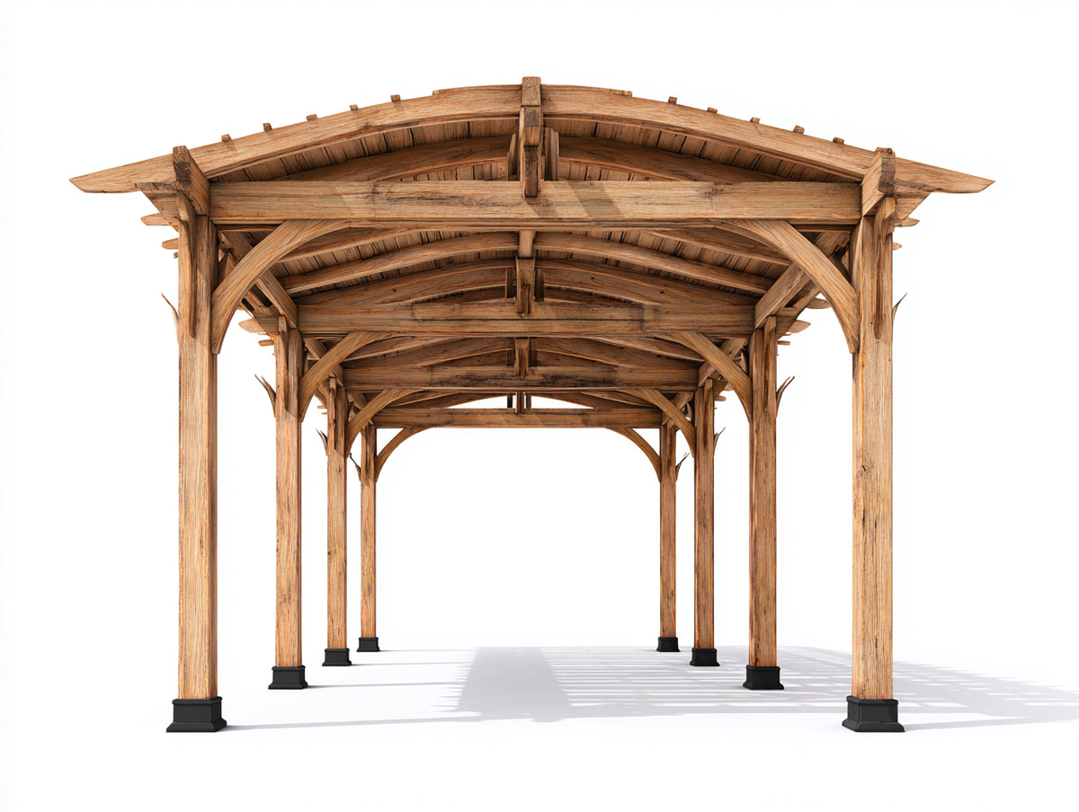 Pavillon Holzpavillon mit Dach 500x400x300 cm Naturholz Klassisches Design