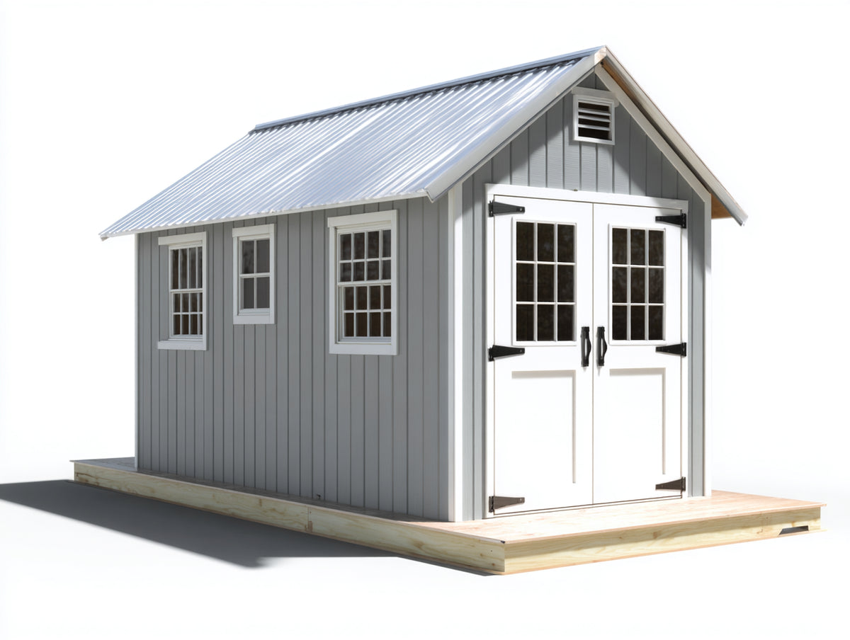 Gartenhäuser Holzhaus 300x250x220 cm Grau Weiß Modernes Design