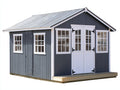 Gartenhäuser Holz 400x300x250 cm - Grau-Weiß - modernes Gartenhaus mit Doppeltür und Fenstern