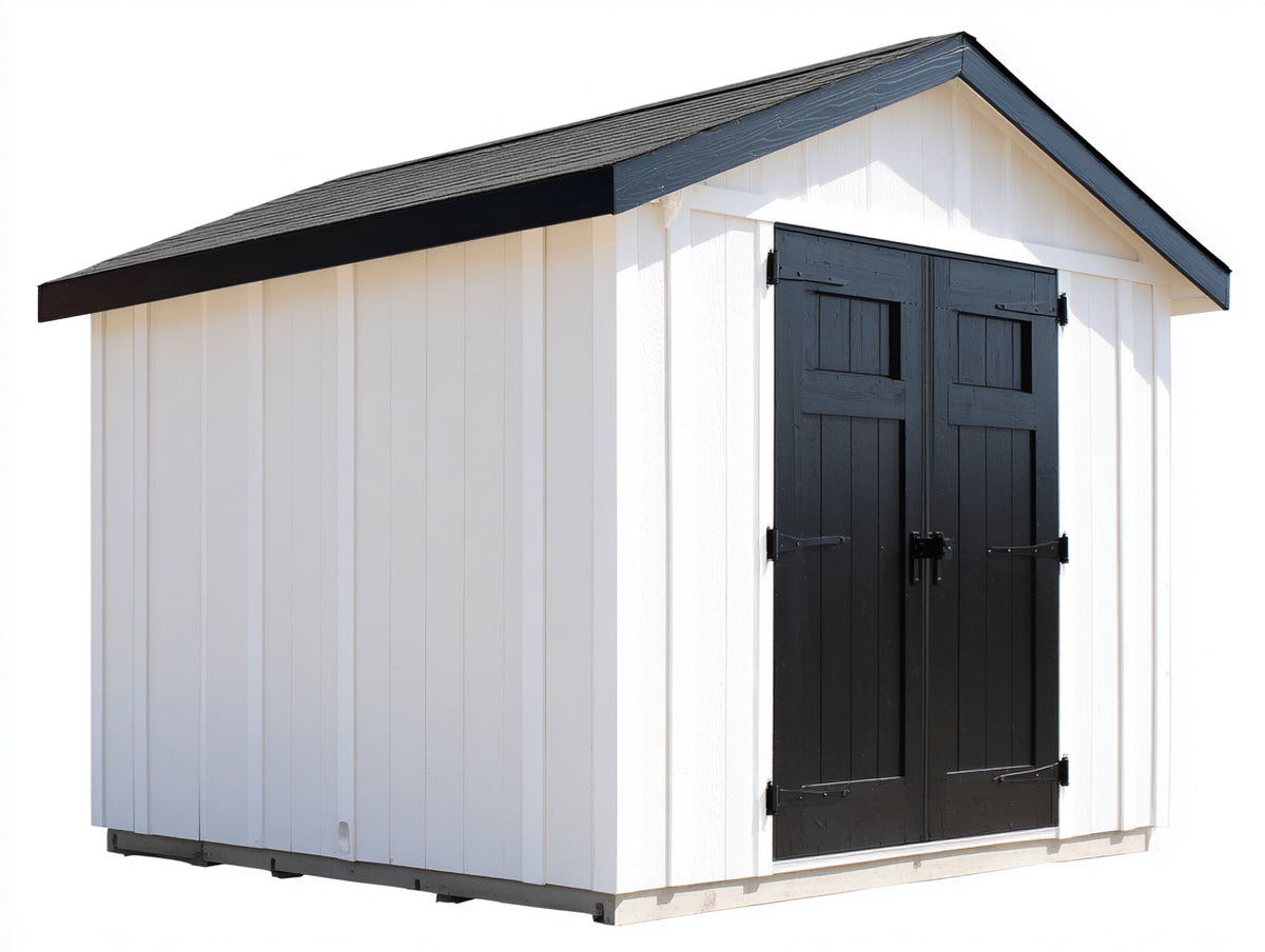 Gartenhäuser Holzhaus Holzverkleidung 300 x 250 x 220 cm - Weiß Schwarz - Modernes Gartenhaus mit Doppeltür