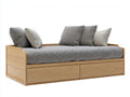 Schlafsofa 200x90x75 cm Naturholz Grau Modernes Schlafsofa mit Schubladen Stauraumfunktion Skandinavisches Design