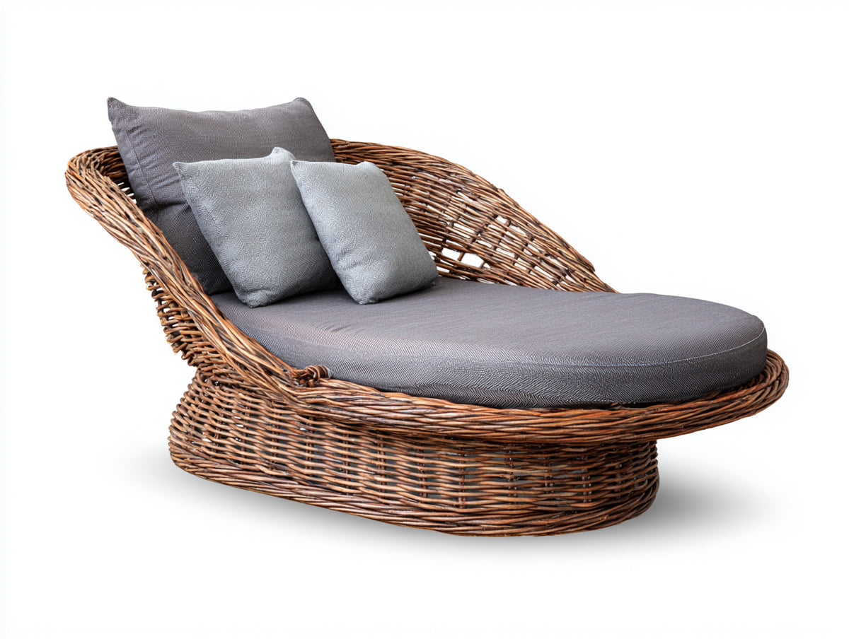 Sonnenliege 200x80x70 cm Polyrattan Braun Grau Komfortable Gartenliege Modernes Design