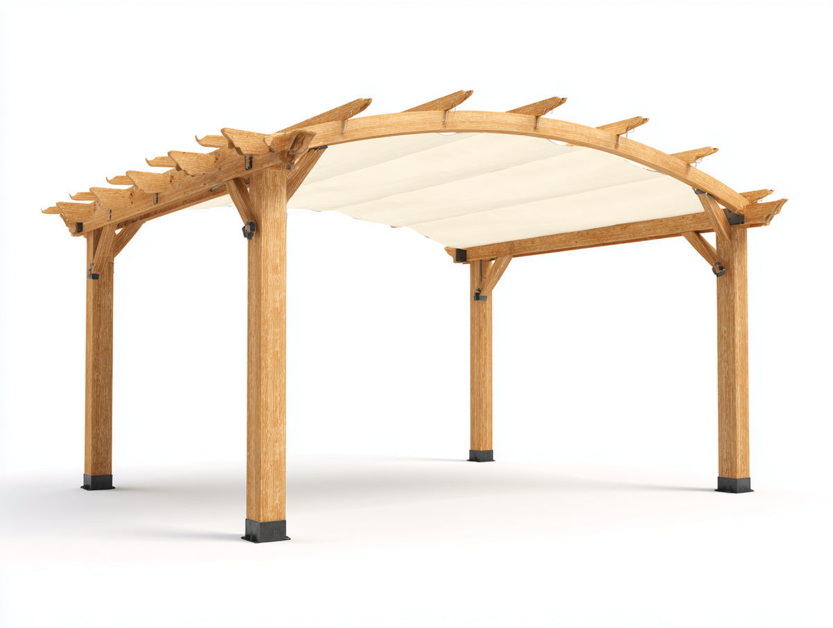 Pavillon Holz Pavillon mit Sonnenschutz 400x300x250 cm Naturholz Modernes Design