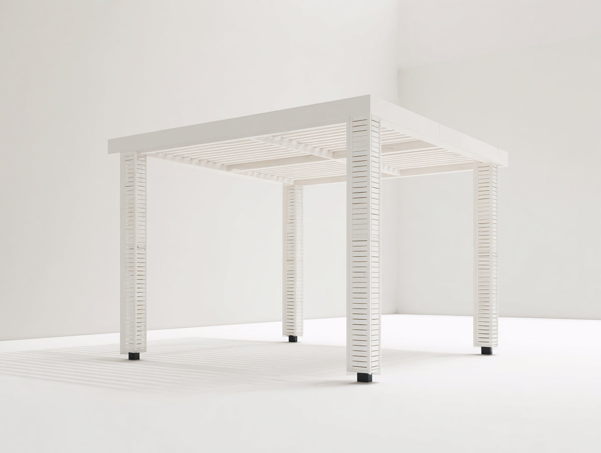 Pavillon 300x300x240 cm Aluminium Gartenpavillon mit Lamellendach Modernes Design in Weiß