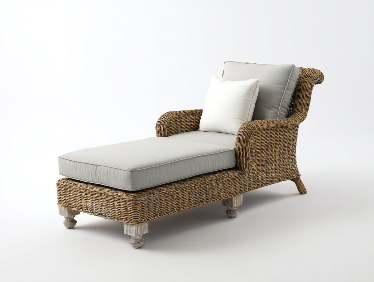 Sonnenliege Polyrattan 190x70x85 cm - Beige-Naturfarben - elegantes Design für Garten und Terrasse
