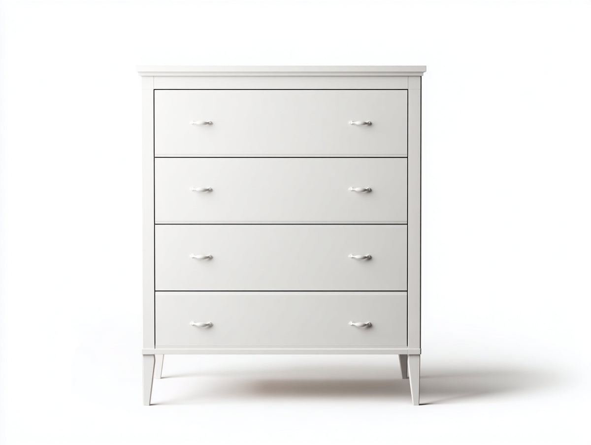 Kommode mit Schubladen Holz 100x40x110 cm - Weiß - modernes Design mit 4 Schubladen