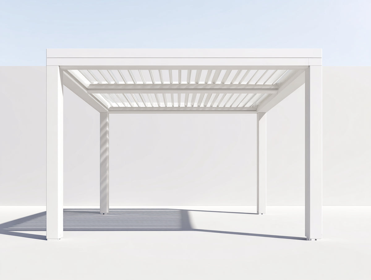 Pavillon Metallkonstruktion Aluminium 300 x 300 x 250 cm - Weiß - Modernes Gartenpavillon für Terrasse und Garten