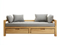 Schlafsofa Holzrahmen Stoffbezug 200 x 90 x 85 cm - Naturholzfarbe - Modernes Design mit Stauraum
